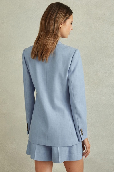 Petite Double Breasted Suit Blazer with TENCEL™ Fibers in Blue