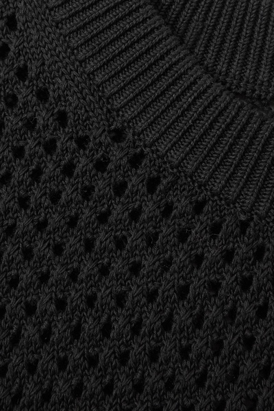 Cotton Blend Crochet Vest in Black