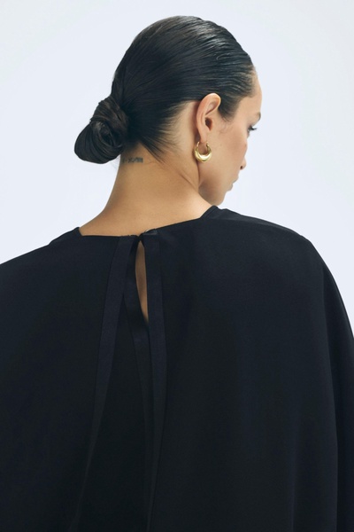 Florence Black Satin Cape Style Top