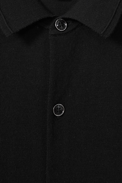 Merino Wool Button-Through Cardigan in Black