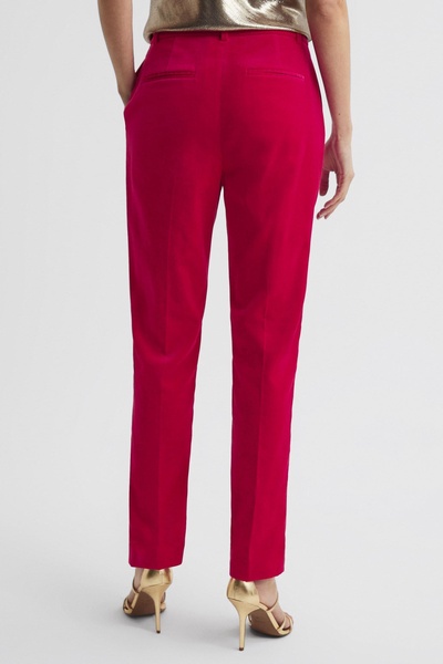 Petite Velvet Tapered Suit Trousers in Pink