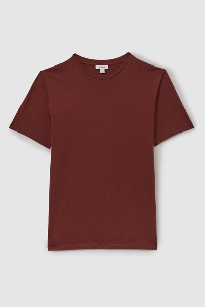 Cotton Crew Neck T-Shirt in Red Brick