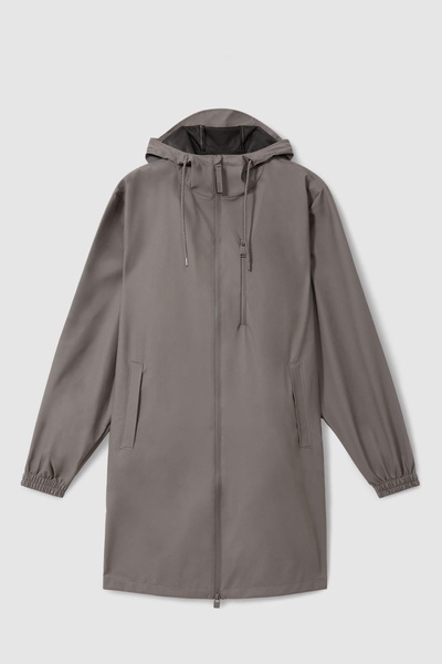 Rains Long Storm Breaker Raincoat in Dark Grey