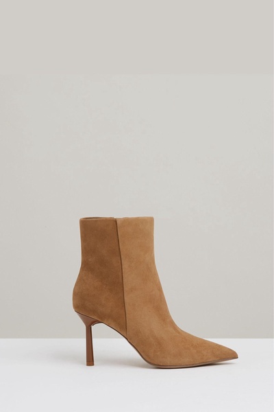 Seamed Suede Ankle Boots in Tan