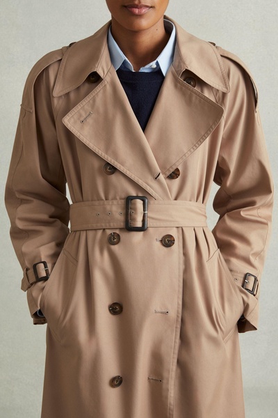 Jenna Camel Double Breasted Belted Trench Coat