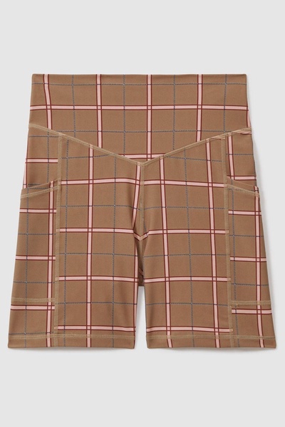 The Upside Check Spin Shorts in Brown Check