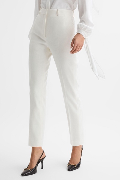 Petite Slim Fit Wool Blend Suit Trousers in Off White