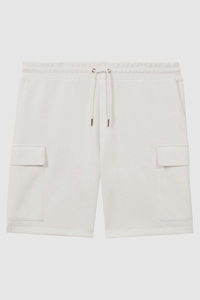 Interlock Jersey Cargo Shorts in White