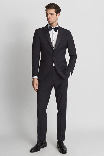 Modern Fit Tuxedo Trousers in Navy