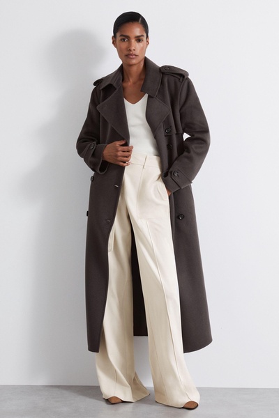 Atelier Wool And Cashmere Trench Coat in Charcoal