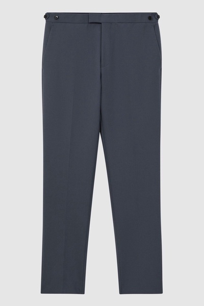 Fine Airforce Blue Wool Side Adjusters Regular Fit Trousers