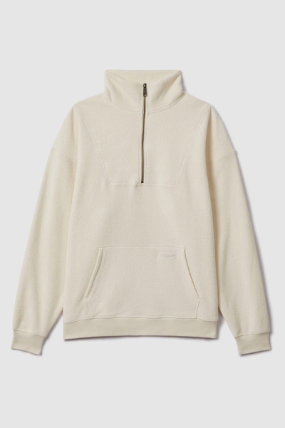 The Upside Half-Zip Funnel Neck Jumper in Natural