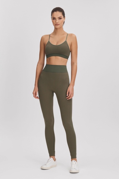 The Upside Striped Sports Bra in Khaki