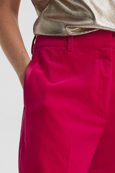 Petite Velvet Tapered Suit Trousers in Pink