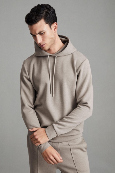 Interlock Jersey Hoodie in Taupe