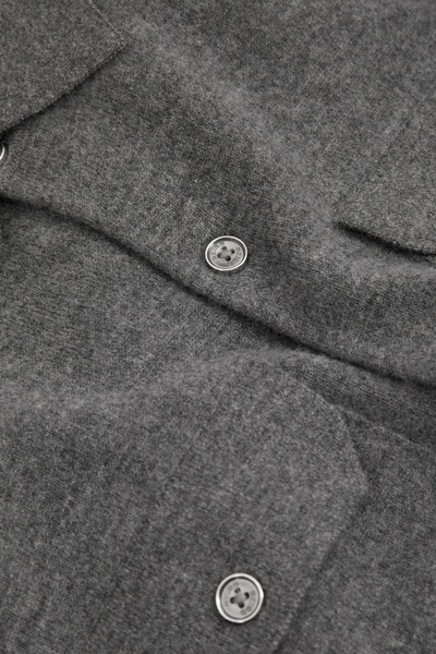 Merino Wool Button-Front Cardigan in Grey Melange