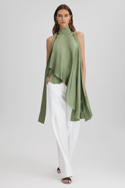 Asymmetric Draped Blouse in Green