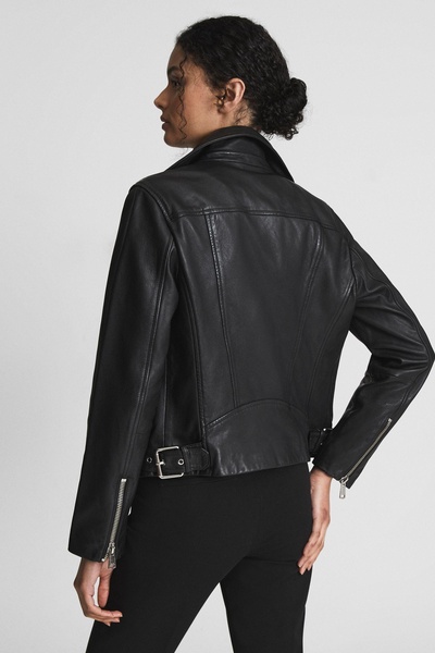 Leather Biker Jacket in Black