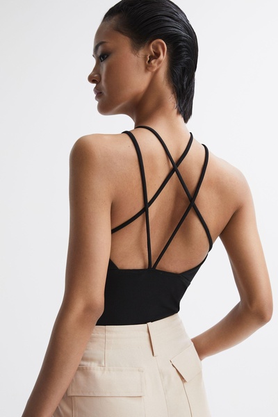 Strappy Cut-Out Top in Black