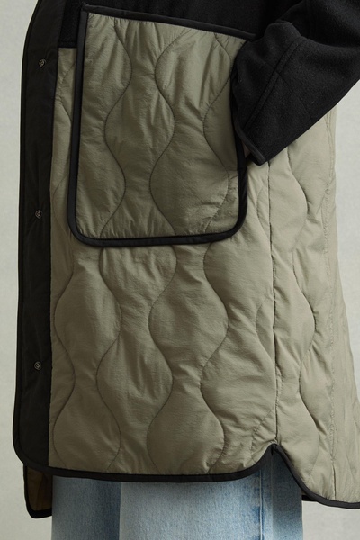 Reversible Quilt Coat in Khaki/Neutral