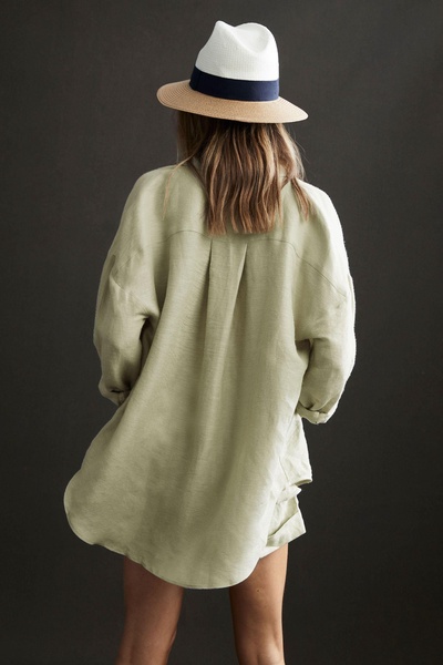 Oversized Long Sleeve Shirt in Khaki