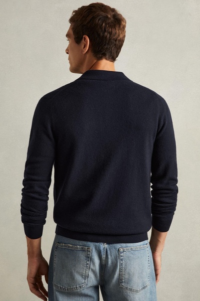 Wool Cabled-Knitted Cardigan in Navy