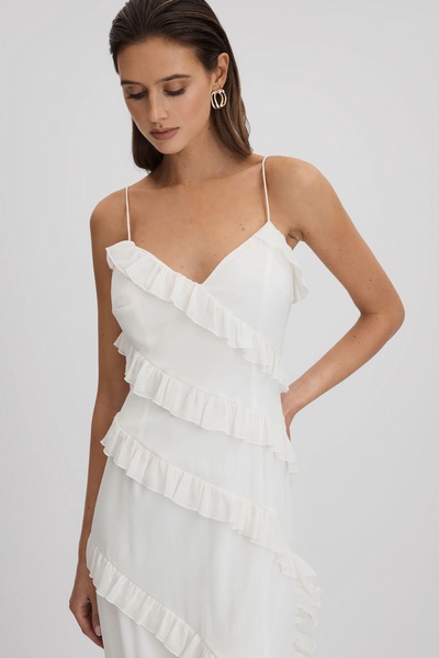 Amur Ruffle Maxi Dress in White