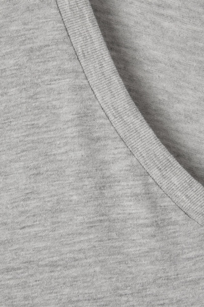 Cotton V-Neck T-Shirt in Grey Marl