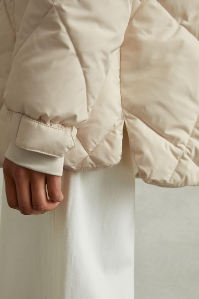 Quilted Puffer Coat in Cream