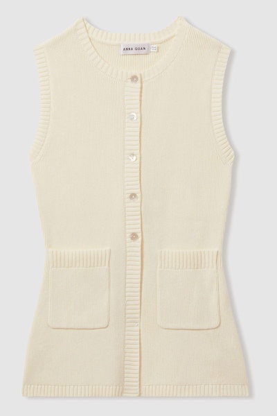 Codie White Anna Quan Knitted Cotton Sleeveless Cardigan