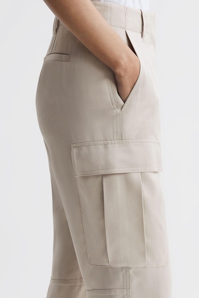 Petite Tapered Combat Trousers in Stone