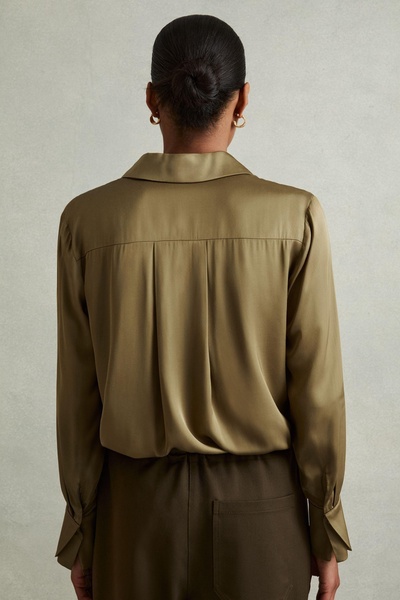 Fitted Layered Cuff Shirt in Khaki