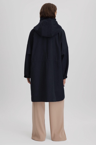 Cotton Parka Coat in Navy