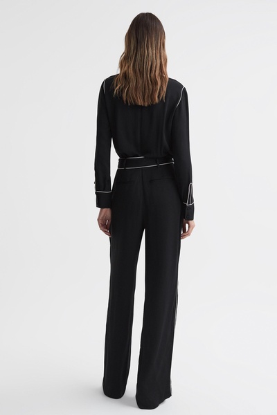 Belted Trim Jumpsuit in Black