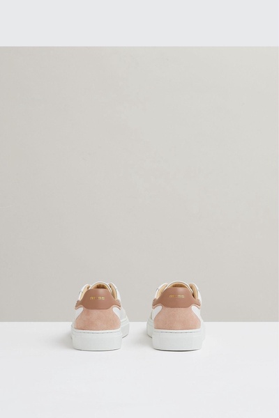 Leather Contrast Detail Trainers in White/Nude