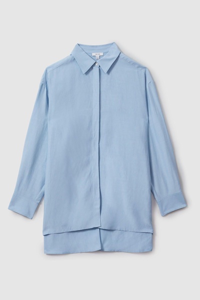 Oversized Shirt With Linen in Blue