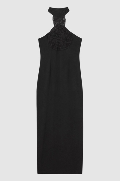 Joslin Silk Halterneck Maxi Dress in Sandwash Black