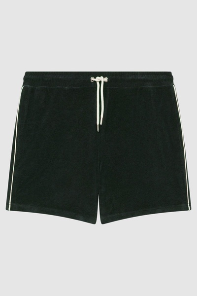 Towelling Drawstring Shorts in Dark Green