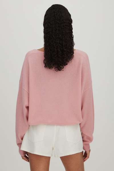 CRUSH Collection Cashmere V-Neck Jumper in Pink