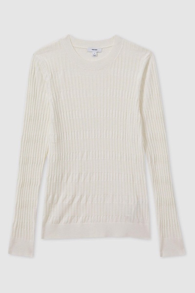 Ribbed Crew Neck Top in Ivory