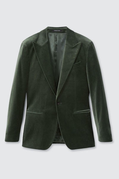 Cotton-Blend Velvet Blazer in Sage Green