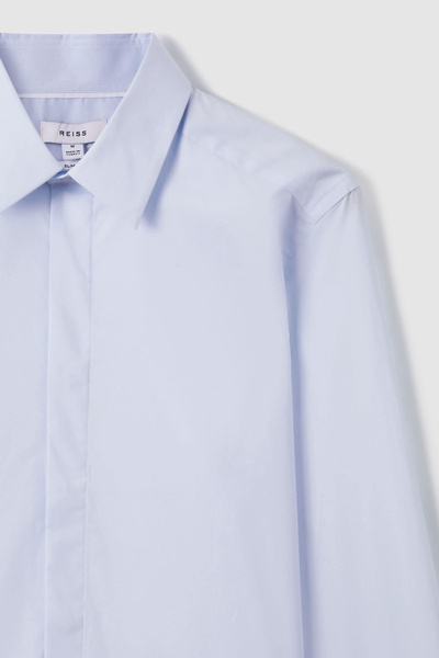 Slim Fit Cotton Blend Shirt in Blue