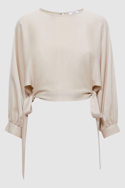 Blouson Style Cropped Blouse in Champagne