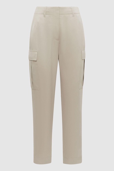 Petite Tapered Combat Trousers in Stone