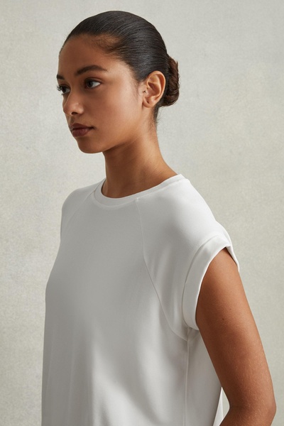 Elasticated Hem Raglan Sleeve Top in Ivory