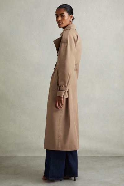 Jenna Camel Double Breasted Belted Trench Coat