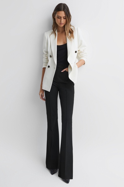 Flared High Rise Trousers in Black