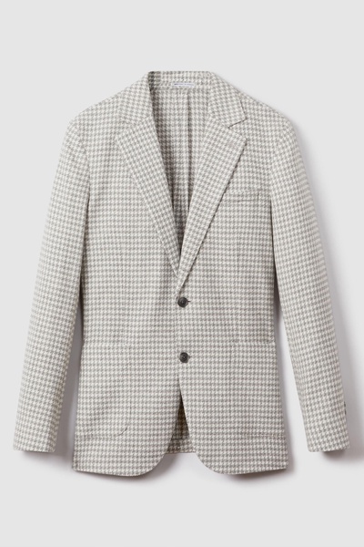 Slim Fit Wool Blend Single Breasted Blazer in Soft Grey