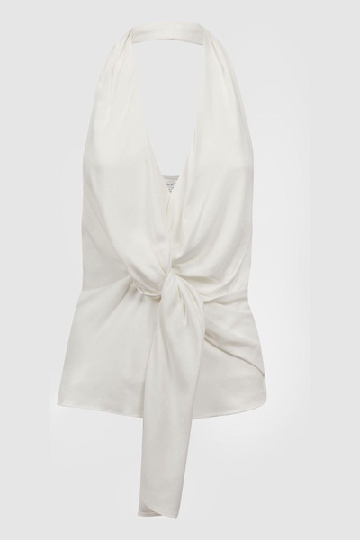 Tie Halter Neck Blouse in Ivory