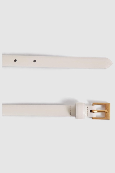 Thin Leather Belt in Off White